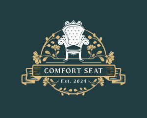 Royal Chair Floral Ornament logo design