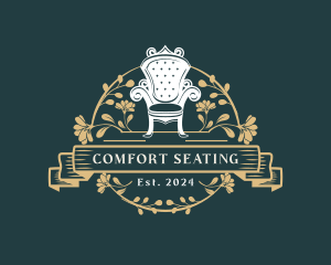 Royal Chair Floral Ornament logo design