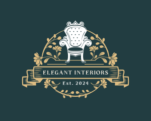 Royal Chair Floral Ornament logo design