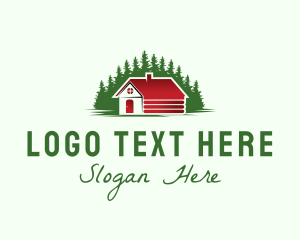 Wood - Forest Cabin House logo design