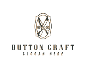 Sewing Button Scissors logo design