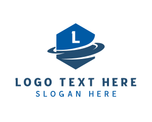 Blue - Hexagon Tech Orbit logo design