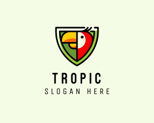 Tropical Parrot Shield logo design