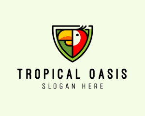 Tropical Parrot Shield logo design