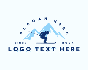 Skiing - Ski Snowboard Mountain logo design