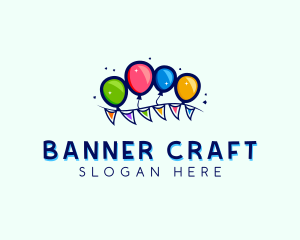 Balloon Birthday Banner logo design