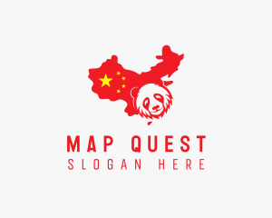 China Panda Map logo design