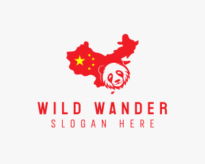 China Panda Map logo design