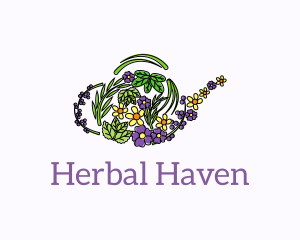 Herbal - Floral Herbal Teapot logo design