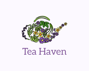 Floral Herbal Teapot  logo design