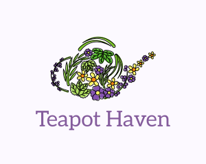 Floral Herbal Teapot  logo design