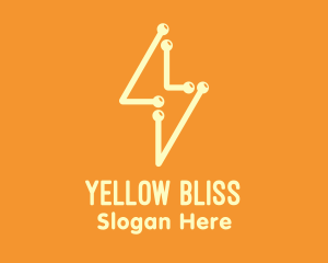 Yellow Circuit Bolt logo design