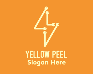 Yellow Circuit Bolt logo design