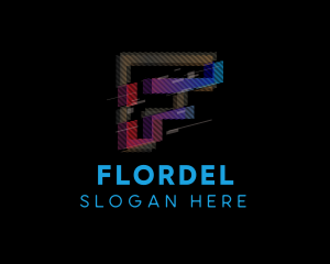 Gradient Glitch Letter F logo design