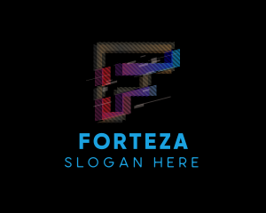 Gradient Glitch Letter F logo design