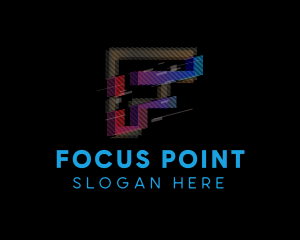 Gradient Glitch Letter F logo design