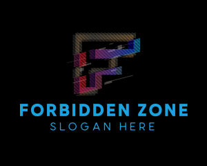 Gradient Glitch Letter F logo design