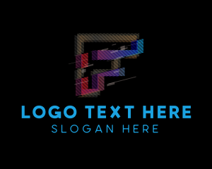 Pixel - Gradient Glitch Letter F logo design
