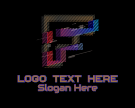 Youtube Channel - Gradient Glitch Letter F logo design