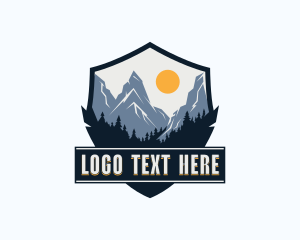 Hiker - Mountain Outdoor Shield logo design