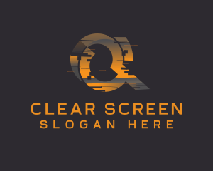 Screen - Amber Glitch Letter Q logo design