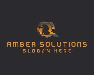 Amber - Amber Glitch Letter Q logo design