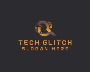Glitch - Amber Glitch Letter Q logo design