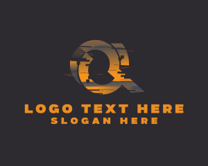 Clan - Amber Glitch Letter Q logo design