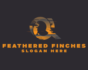 Amber Glitch Letter Q logo design