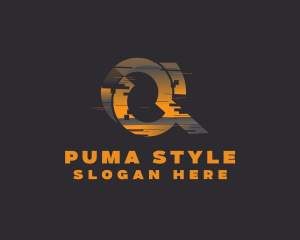 Amber Glitch Letter Q logo design