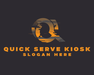 Amber Glitch Letter Q logo design