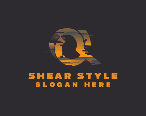 Amber Glitch Letter Q logo design