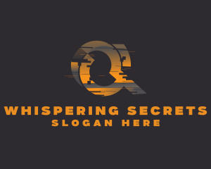 Amber Glitch Letter Q logo design