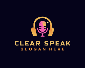 Speech - Podcast Streaming Microphone logo design