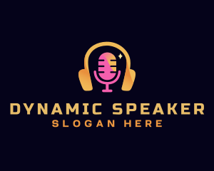 Speaker - Podcast Streaming Microphone logo design