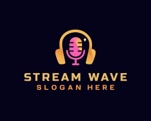 Streaming - Podcast Streaming Microphone logo design
