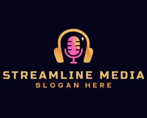 Streaming - Podcast Streaming Microphone logo design