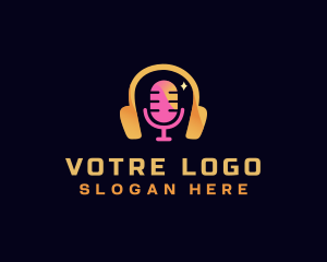 Speech - Podcast Streaming Microphone logo design