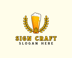 Wreath Craft Beer Hops logo design