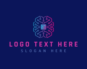 Brain - Brain Circuit Tech logo design