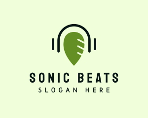 Headphones - Microphone Headphones Podcast logo design