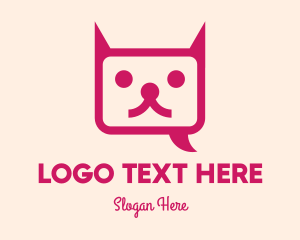 Speech Bubble - Pink Cat Messaging App logo design