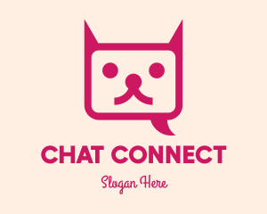 Messaging - Pink Cat Messaging App logo design