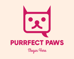 Cat - Pink Cat Messaging App logo design