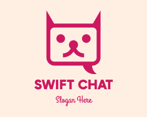Messenger - Pink Cat Messaging App logo design