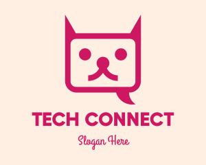 App - Pink Cat Messaging App logo design