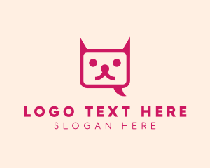 Animal - Pink Cat Messaging App logo design