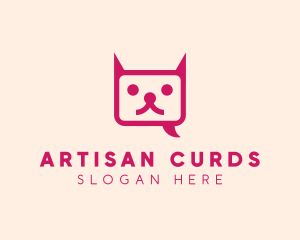 Pink Cat Messaging App logo design