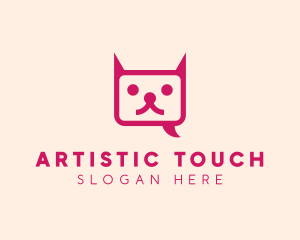 Pink Cat Messaging App logo design