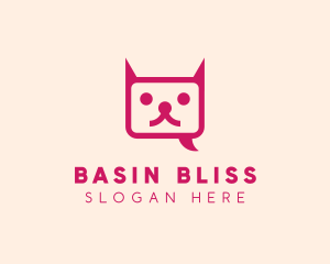 Pink Cat Messaging App logo design